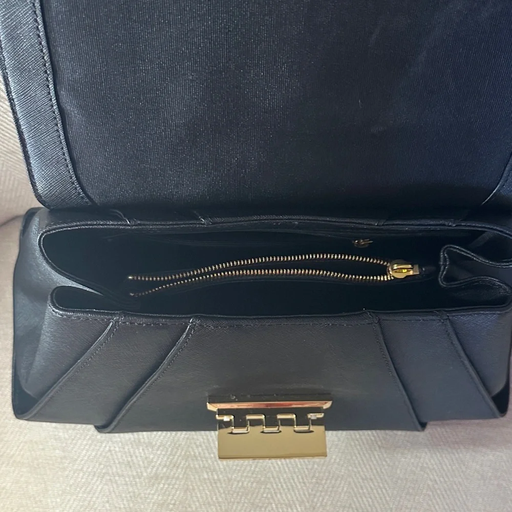 ZAC Zac Posen Elegant Black Satchel with Gold Hardware